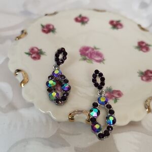 Ruby Red Aurora CrystaI Iridescent Earrings